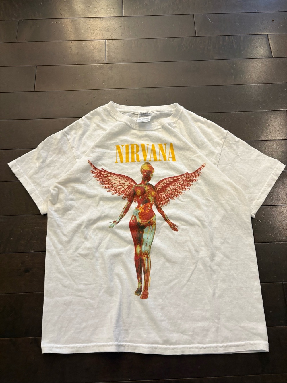 Y2K Nirvana White Angel Graphic Tee